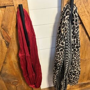 Red and Leopard Print Scarves